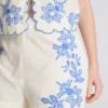 Pantaloni scurți din bumbac cu broderie florală Pantaloni scurți din bumbac cu broderie florală