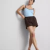 Pantaloni scurți din bumbac cu cordon de strângere Pantaloni scurți din bumbac cu cordon de strângere