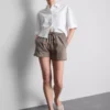 Pantaloni scurți din bumbac cu cordon de strângere Pantaloni scurți din bumbac cu cordon de strângere