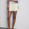 Pantaloni scurți din bumbac cu cordon de strângere Pantaloni scurți din bumbac cu cordon de strângere
