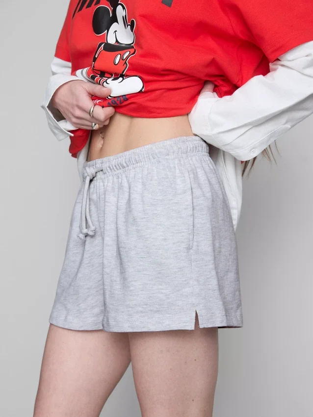 Pantaloni scurți din bumbac cu cordon de strângere Pantaloni scurți din bumbac cu cordon de strângere