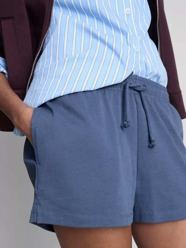 Pantaloni scurți din bumbac cu cordon de strângere Pantaloni scurți din bumbac cu cordon de strângere