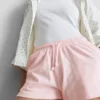 Pantaloni scurți din bumbac cu cordon de strângere Pantaloni scurți din bumbac cu cordon de strângere