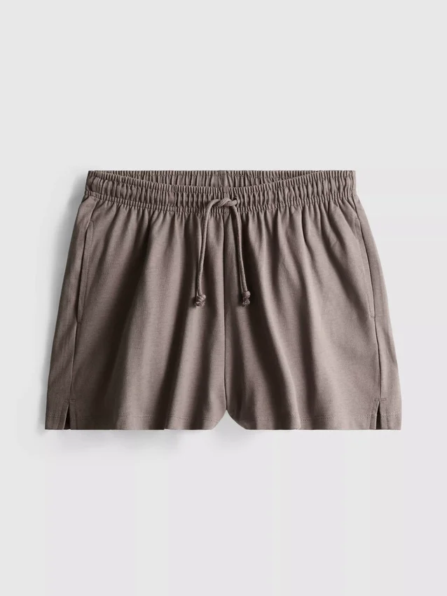Pantaloni scurți din bumbac cu cordon de strângere Pantaloni scurți din bumbac cu cordon de strângere