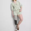 Pantaloni scurți din bumbac cu dungi, tip seersucker Pantaloni scurți din bumbac cu dungi, tip seersucker