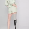 Pantaloni scurți din bumbac cu dungi, tip seersucker Pantaloni scurți din bumbac cu dungi, tip seersucker