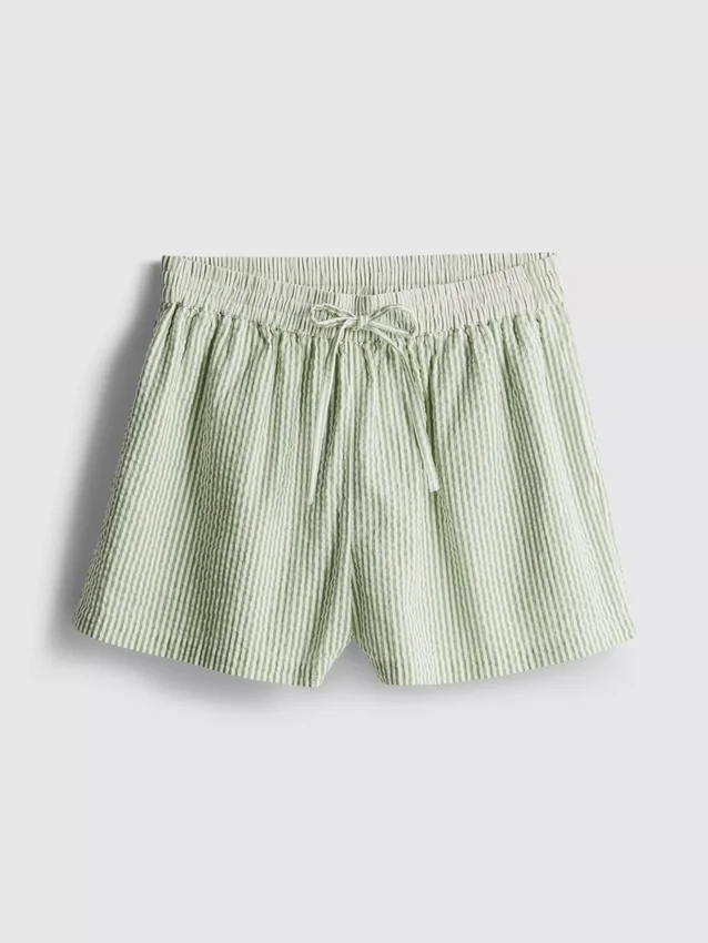 Pantaloni scurți din bumbac cu dungi, tip seersucker Pantaloni scurți din bumbac cu dungi, tip seersucker
