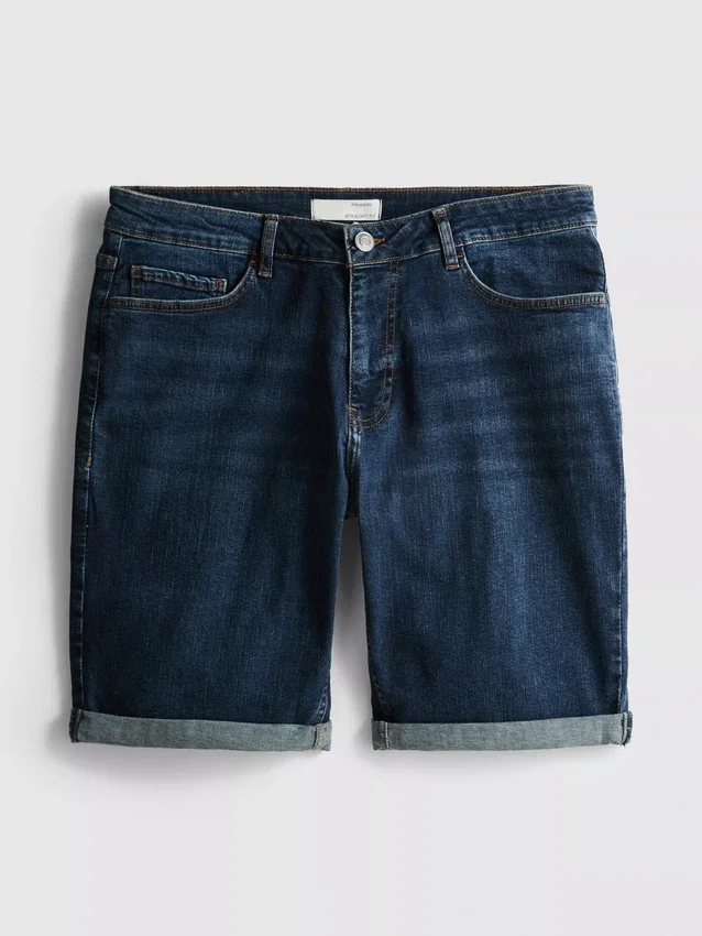 Pantaloni scurți din denim cu croială dreaptă Pantaloni scurți din denim cu croială dreaptă