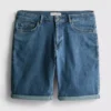 Pantaloni scurți din denim cu croială dreaptă Pantaloni scurți din denim cu croială dreaptă