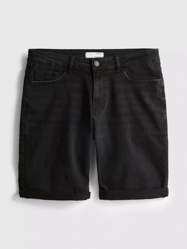 Pantaloni scurți din denim cu croială dreaptă Pantaloni scurți din denim cu croială dreaptă