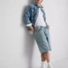 Pantaloni scurți din denim cu croială lejeră Pantaloni scurți din denim cu croială lejeră