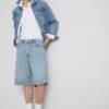Pantaloni scurți din denim cu croială lejeră Pantaloni scurți din denim cu croială lejeră