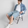 Pantaloni scurți din denim cu croială lejeră Pantaloni scurți din denim cu croială lejeră