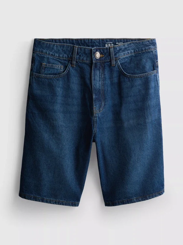 Pantaloni scurți din denim cu croială lejeră Pantaloni scurți din denim cu croială lejeră