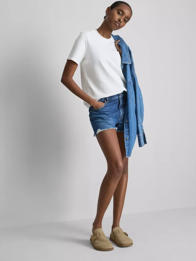 Pantaloni Scurți din denim cu rupturi Pantaloni Scurți din denim cu rupturi