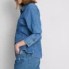 Pantaloni scurți din denim cu talie medie și tiv răsfrânt Pantaloni scurți din denim cu talie medie și tiv răsfrânt