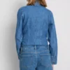 Pantaloni scurți din denim cu talie medie și tiv răsfrânt Pantaloni scurți din denim cu talie medie și tiv răsfrânt