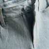Pantaloni scurți din denim cu talie medie și tiv răsfrânt Pantaloni scurți din denim cu talie medie și tiv răsfrânt