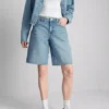 Pantaloni Scurți din denim cu tiv nefinisat Pantaloni Scurți din denim cu tiv nefinisat