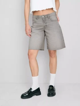 Pantaloni Scurți din denim cu tiv nefinisat