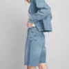 Pantaloni Scurți din denim cu tiv nefinisat Pantaloni Scurți din denim cu tiv nefinisat