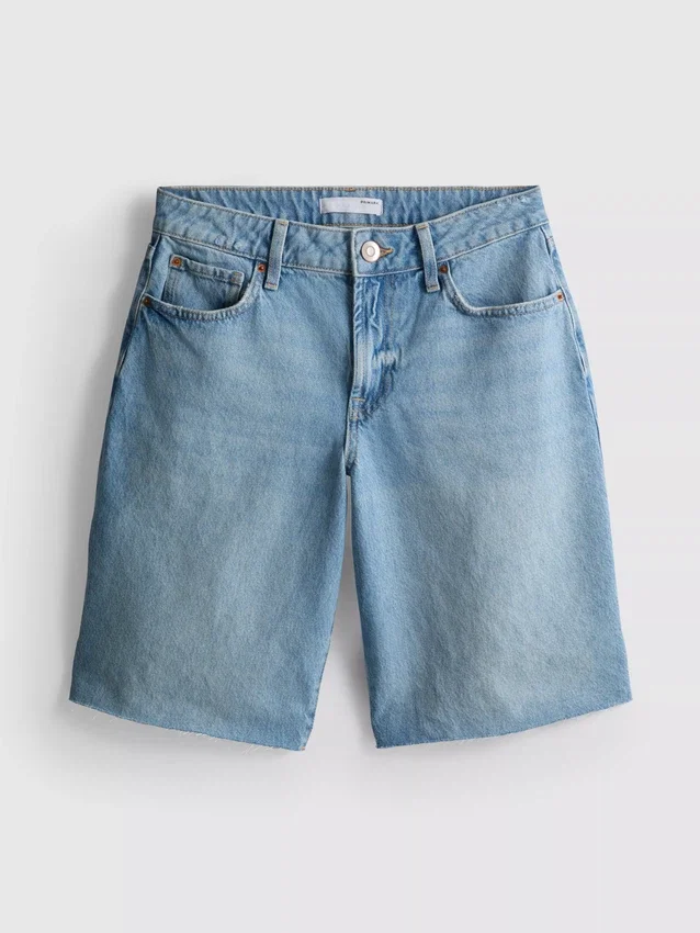 Pantaloni Scurți din denim cu tiv nefinisat Pantaloni Scurți din denim cu tiv nefinisat
