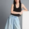 Pantaloni Scurți din denim de bumbac Pantaloni Scurți din denim de bumbac