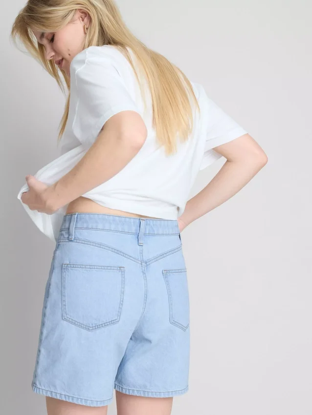 Pantaloni Scurți din denim de bumbac Pantaloni Scurți din denim de bumbac
