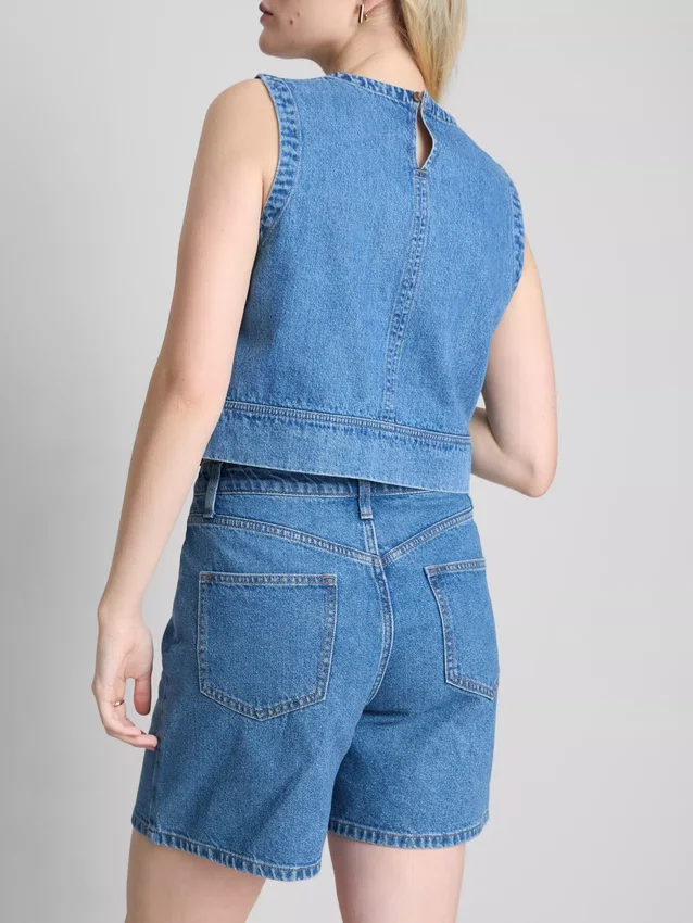 Pantaloni Scurți din denim de bumbac Pantaloni Scurți din denim de bumbac