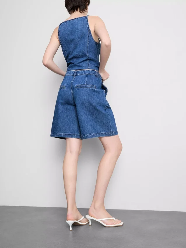 Pantaloni Scurți din denim de bumbac Pantaloni Scurți din denim de bumbac