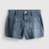 Pantaloni scurți din denim de bumbac cu buzunare în față Pantaloni scurți din denim de bumbac cu buzunare în față