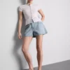 Pantaloni scurți din denim de bumbac, cu croi în A Pantaloni scurți din denim de bumbac, cu croi în A