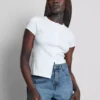 Pantaloni scurți din denim de bumbac, cu croi în A Pantaloni scurți din denim de bumbac, cu croi în A