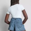 Pantaloni scurți din denim de bumbac, cu croi în A Pantaloni scurți din denim de bumbac, cu croi în A