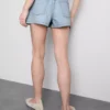 Pantaloni scurți din denim de bumbac, cu croi în A Pantaloni scurți din denim de bumbac, cu croi în A