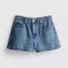 Pantaloni scurți din denim de bumbac, cu croi în A Pantaloni scurți din denim de bumbac, cu croi în A