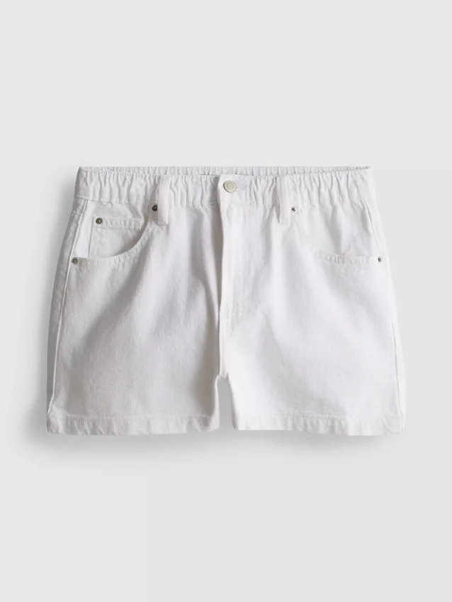 Pantaloni scurți din denim de bumbac, cu croi în A Pantaloni scurți din denim de bumbac, cu croi în A