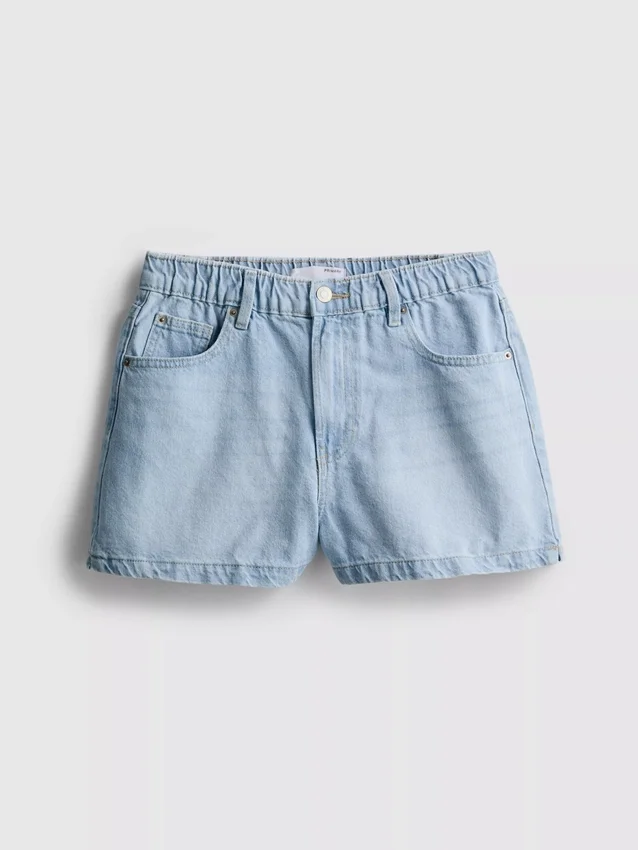 Pantaloni scurți din denim de bumbac, cu croi în A Pantaloni scurți din denim de bumbac, cu croi în A