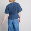Pantaloni Scurți din denim de bumbac cu mâneci scurte strânse la talie Pantaloni Scurți din denim de bumbac cu mâneci scurte strânse la talie