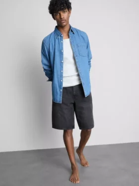 Pantaloni scurți din denim largi, cu talie medie