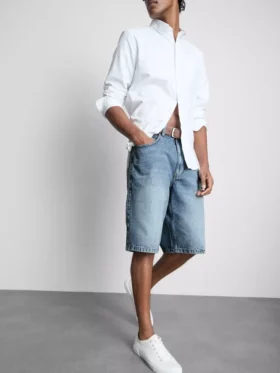 Pantaloni scurți din denim largi, cu talie medie