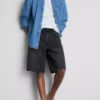 Pantaloni scurți din denim largi, cu talie medie