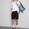 Pantaloni scurți din denim slim cu talie medie