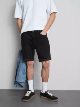 Pantaloni scurți din denim slim cu talie medie