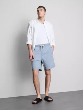 Pantaloni scurți din denim texturat cu șnur