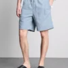 Pantaloni scurți din denim texturat cu șnur Pantaloni scurți din denim texturat cu șnur