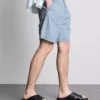 Pantaloni scurți din denim texturat cu șnur Pantaloni scurți din denim texturat cu șnur