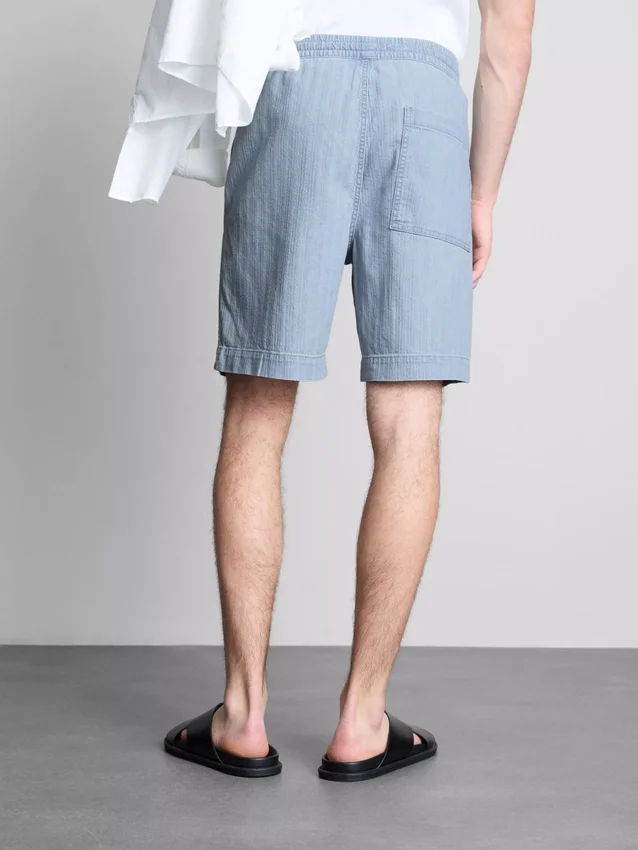 Pantaloni scurți din denim texturat cu șnur Pantaloni scurți din denim texturat cu șnur