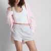 Pantaloni scurți din jersey cu detalii cu nasturi, cu conținut ridicat de bumbac Pantaloni scurți din jersey cu detalii cu nasturi, cu conținut ridicat de bumbac