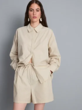 Pantaloni scurți din poplin de bumbac cu dungi
